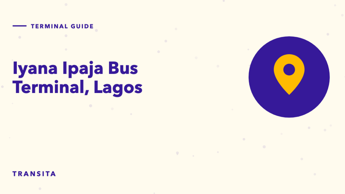 Illustrated guide cover with a map pin mark: Iyana Ipaja Bus Terminal, Lagos.
