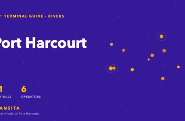 Map-pin graphic for Port Harcourt, Rivers State, showing 11 bus terminals served by 6 operators.